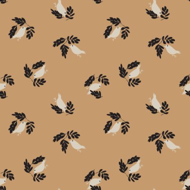 Tropical Leaf and sparrows seamless pattern design for fashion textiles, graphics and crafts