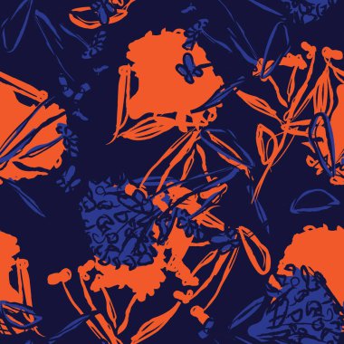 Moda tekstil, grafik, arka plan ve el sanatları için kusursuz desenli fırça darbeleri