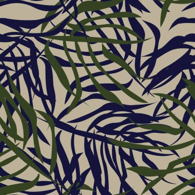 Moda tekstil, grafik ve el sanatları için tropik yapraksız desen tasarımı