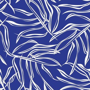 Moda tekstil, grafik ve el sanatları için tropik yapraksız desen tasarımı