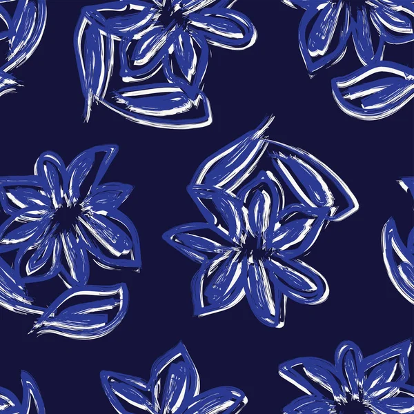 Coups Pinceau Floral Design Motif Sans Couture Pour Les Textiles — Image vectorielle