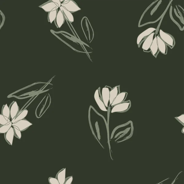 Sikat Floral Coretan Desain Pola Mulus Untuk Tekstil Mode Grafis - Stok Vektor