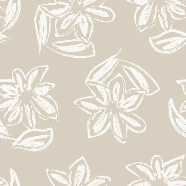 花のブラシは ファッション繊維 グラフィック 背景や工芸品のためのシームレスなパターンデザインをストローク — ストックベクタ