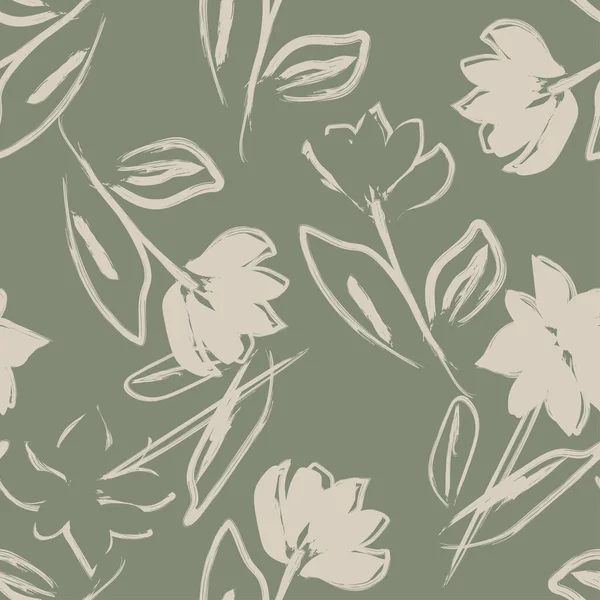 Pinceladas Florales Diseño Patrones Sin Costuras Para Textiles Moda Gráficos — Archivo Imágenes Vectoriales