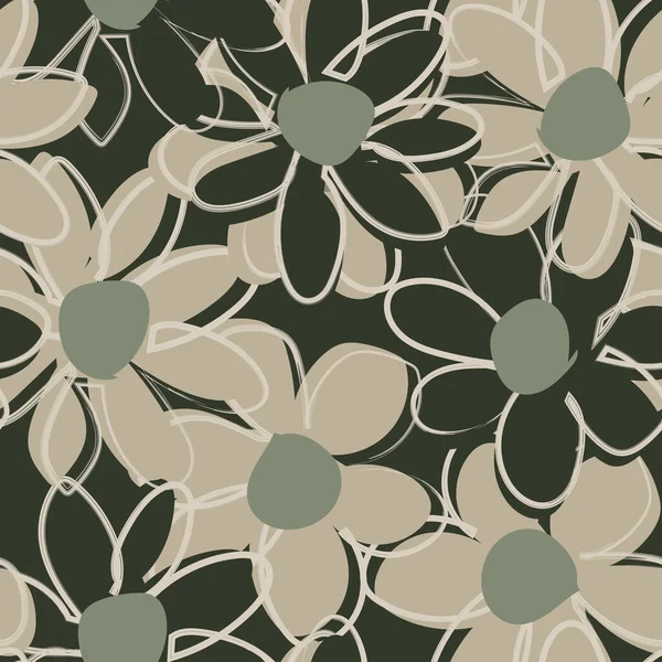 Coups Pinceau Floral Design Motif Sans Couture Pour Les Textiles — Image vectorielle