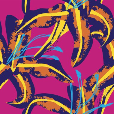 Moda tekstil, grafik, arka plan ve el sanatları için kusursuz desenli fırça darbeleri