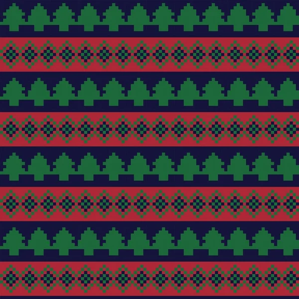 Diseño Patrones Isla Árbol Navidad Para Textiles Moda Prendas Punto — Vector de stock