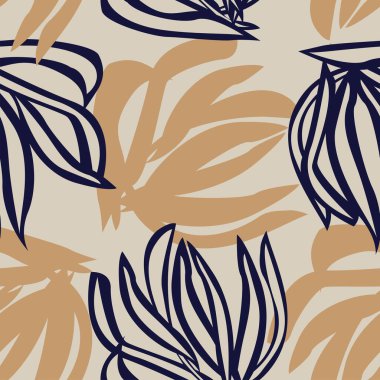 Moda tekstil, grafik ve el sanatları için tropik yapraksız desen tasarımı