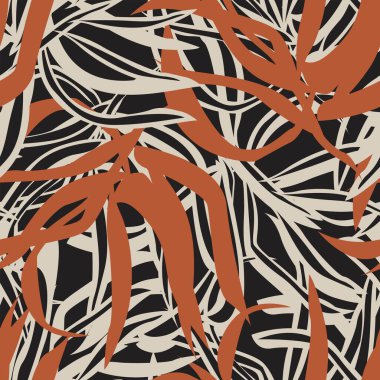 Moda tekstil, grafik ve el sanatları için tropik yapraksız desen tasarımı