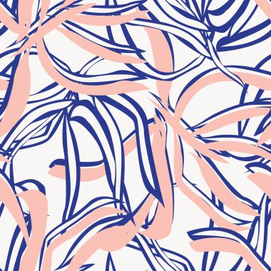 Moda tekstil, grafik ve el sanatları için tropik yapraksız desen tasarımı