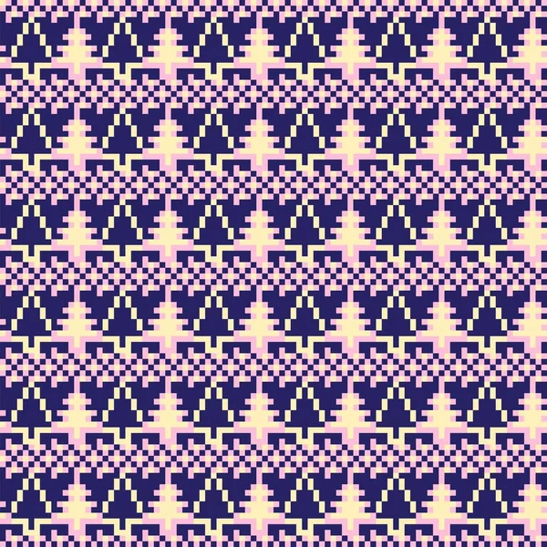 Christmas Tree Fair Isle Pattern Design Fashion Textiles Knitwear Graphics — Stock Vector