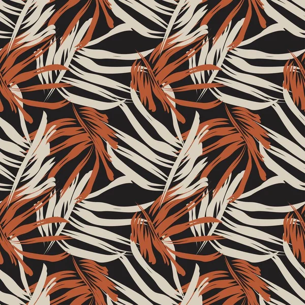Moda Tekstil Grafik Sanatları Için Tropik Yapraksız Desen Tasarımı — Stok Vektör