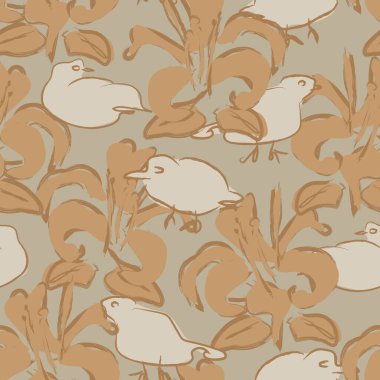 Moda tekstil, grafik, arka plan ve el sanatları için kuş desensiz arkaplan