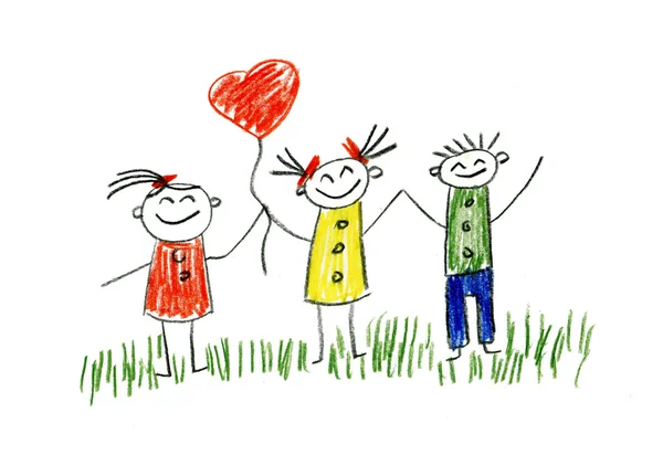 Happy people. Kids drawings — Stock Photo, Image