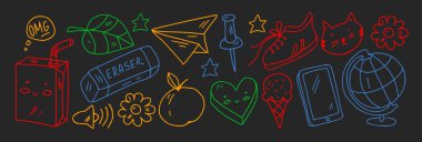 Okul, anaokulu, eğitim. Yaratıcılık ve hayal gücü. Küçük çocuklar çevrimiçi eğitim, e-öğrenim.