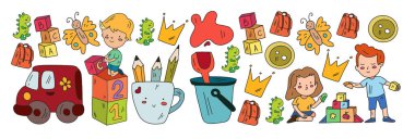 Okul, anaokulu, eğitim. Küçük çocuklar online eğitim e-öğrenim