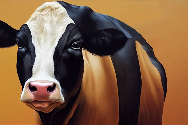 Cow portrait. Funny cow isolated on monochrome background. Farm animal. Cow illustration
