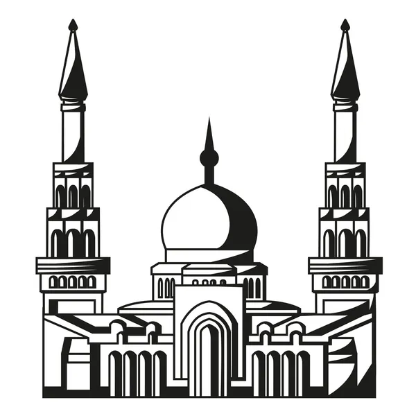 이슬람의 상징입니다. 모스크의 실루엣입니다. 라마단. — 스톡 벡터