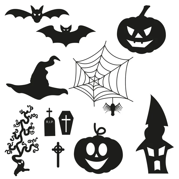 Halloween silhouetten - sada — Stockový vektor