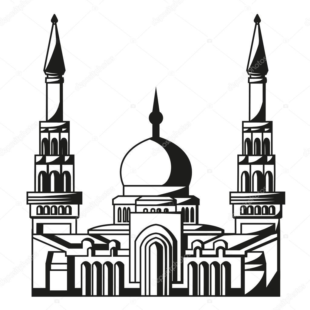 Symbol of Islam. Silhouette of Mosque. Ramadan.
