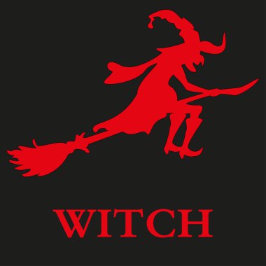 Halloween cadı. siluet. izole. vektör çizim