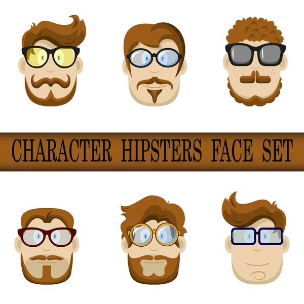 Hipster набору символів обличчя. Hipster характер kit - зачіски, окуляри, вуса бородами. Векторні ілюстрації — стоковий вектор