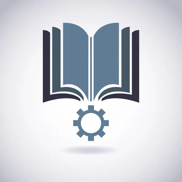 Icono de libro con Cogwheel. Ilustración vectorial — Archivo Imágenes Vectoriales