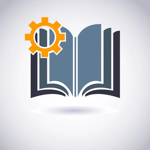 Icono de libro con Cogwheel. Ilustración vectorial — Vector de stock