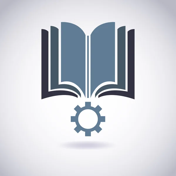 Icono de libro con Cogwheel. Ilustración vectorial Ilustraciones De Stock Sin Royalties Gratis