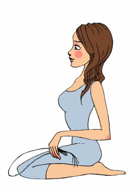 Kız illustraton oturan