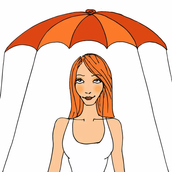 Девушка под зонтиком — стоковое фото
