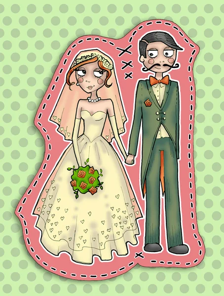 Bruiloft paar illustratie — Stockfoto
