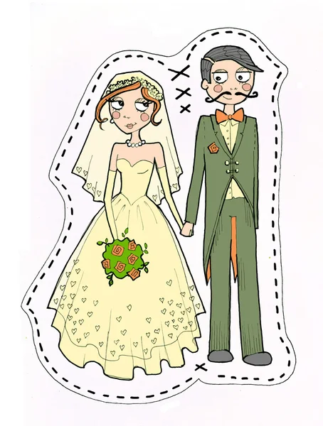 Svatební pár ilustrace — Stock fotografie