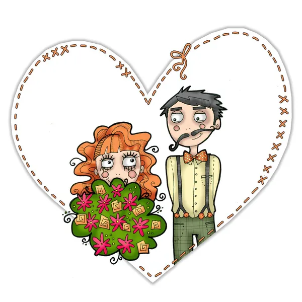 Illustration Hochzeitspaar — Stockfoto