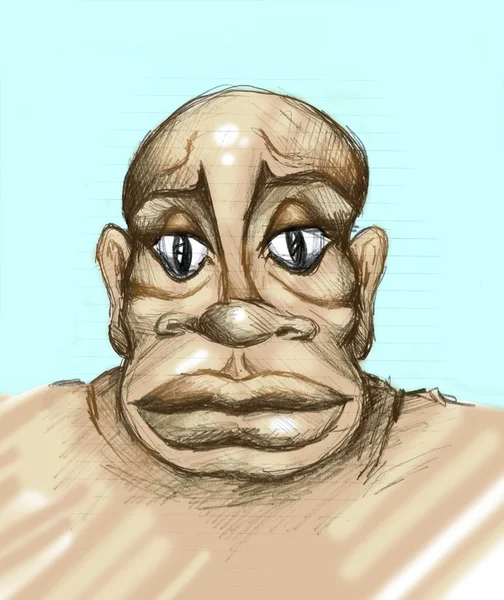 Siyah adam, el resim çizim karikatürü — Stok fotoğraf