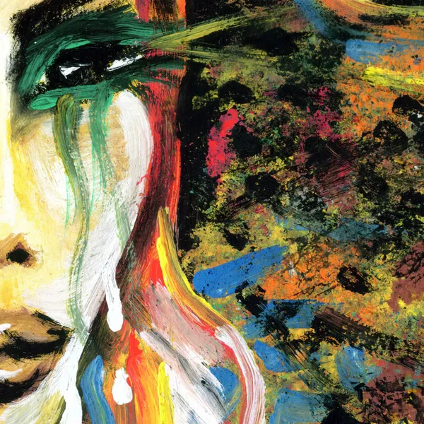 女性の目と背景を描いた抽象的な虹 — Stock fotografie
