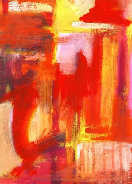 Arte abstracto pintado fondo con manchas de color amarillo brillante, naranja y rojo — Foto de Stock