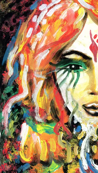 soyut gökkuşağı kadın gözü ile arka plan boyalı