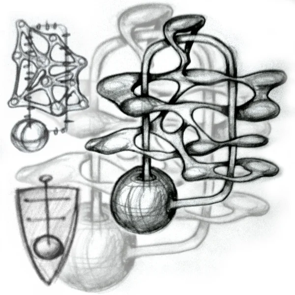 Sketch of architectural object in cosmos — Stock Photo, Image