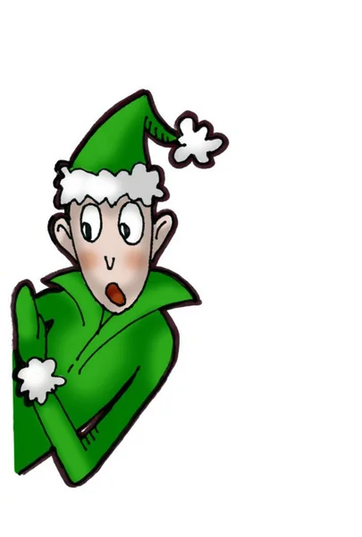 Lindo elfo de Navidad mirando de un lado — Zdjęcie stockowe
