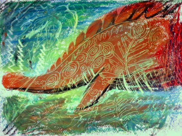 초록 공룡 그림 — 스톡 사진