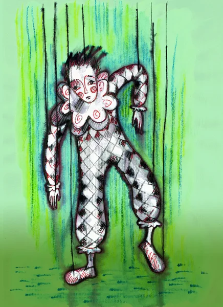 Dummy marionette harlequin — Stockfoto