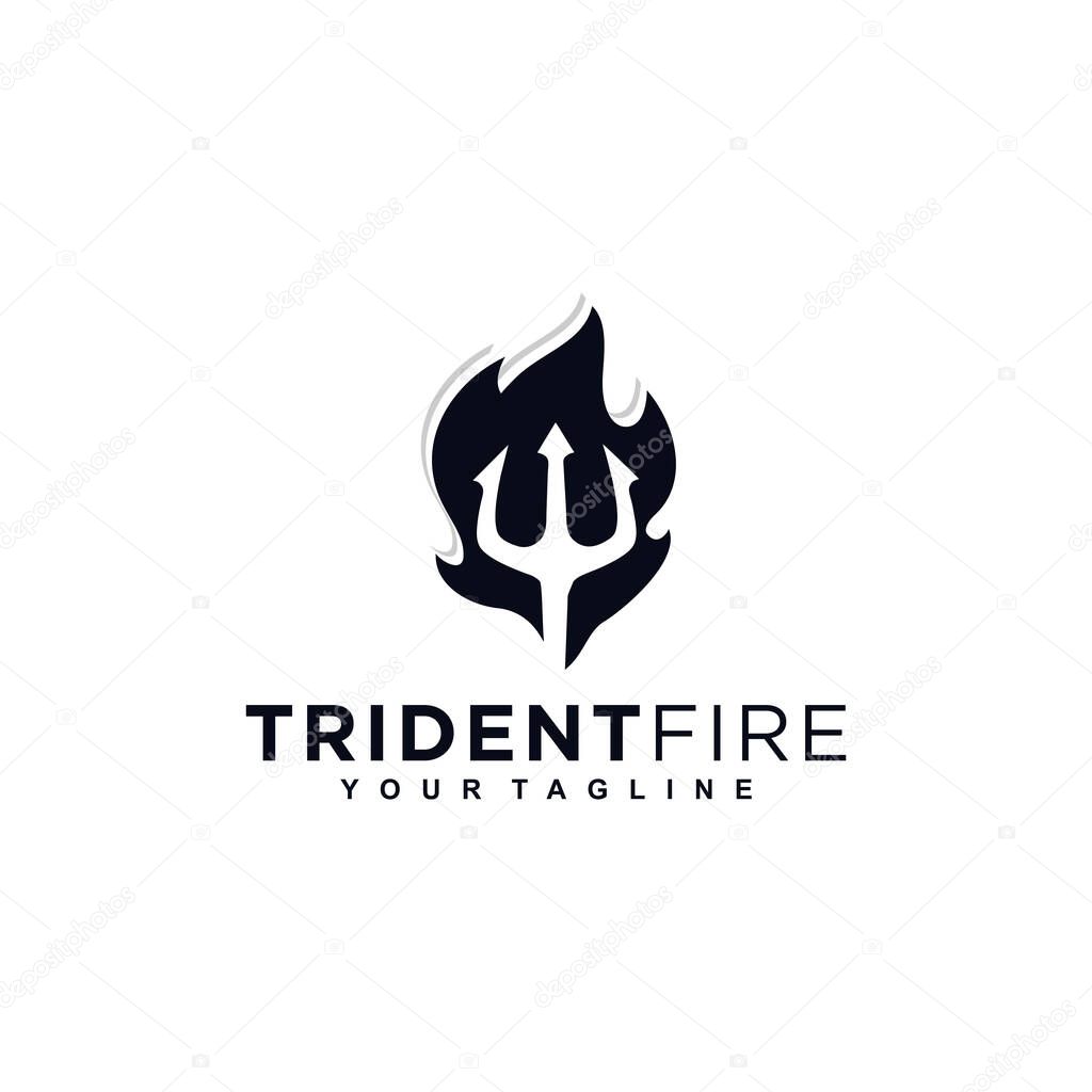 Trident Fire Black Logo Design Template Inspiration Idea