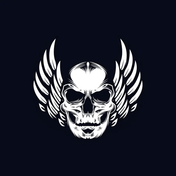 Wings Skull Logo Design Mall Inspiration Idé Koncept — Stock vektor