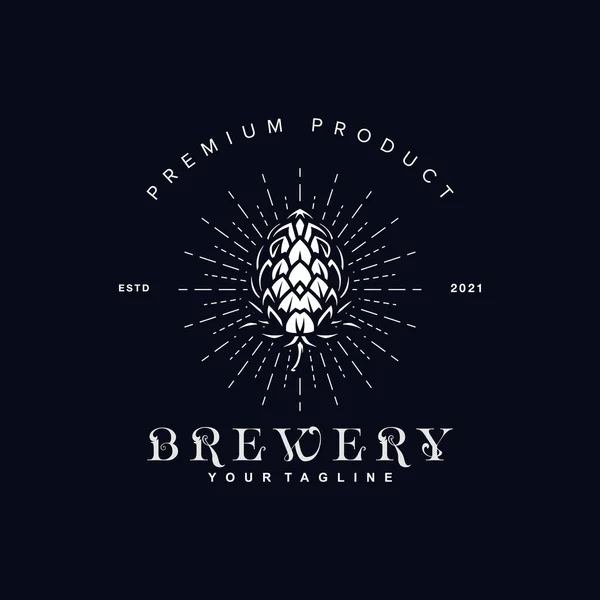 Vintage Brewery Logo Design Template Ispirazione Idea Concetto — Vettoriale Stock