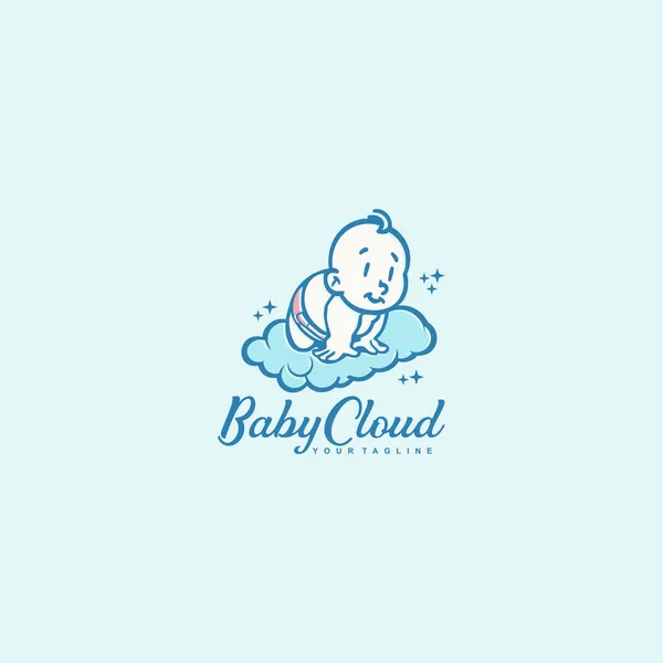 Lindo Bebé Nube Logo Vector Diseño Plantilla Inspiración Idea — Vector de stock