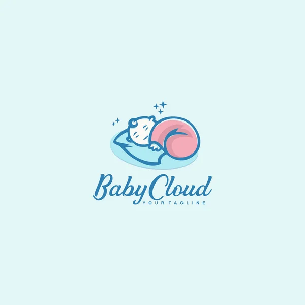 Cute Little Baby Sleep Logo Vector Design Template Inspiration Idea — Stock Vector