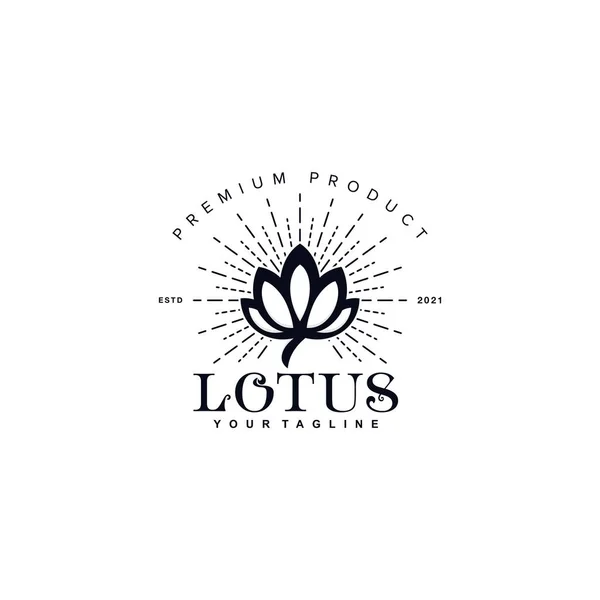 Vintage Retro Rústico Lótus Flor Logotipo Vetor Modelo Inspiração Ideia —  Vetores de Stock