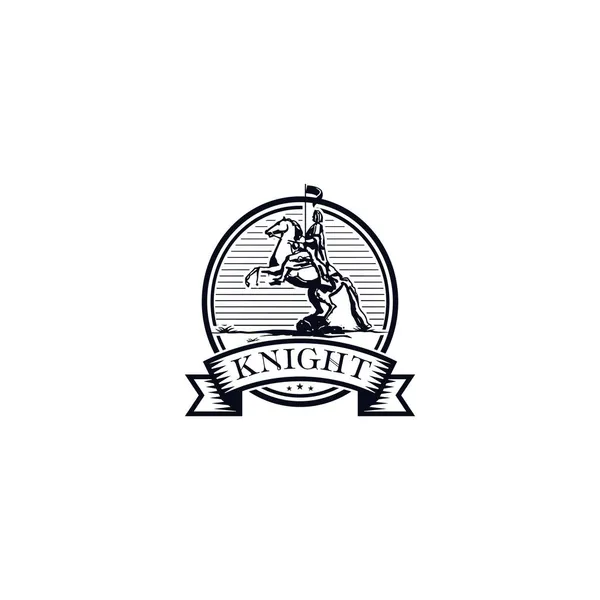 Klasik Pullu Şövalye Logosu Tasarımı Ilham Şablonu Fikri — Stok Vektör