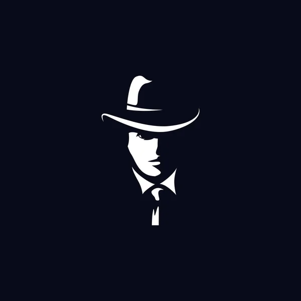 Klasyczna Sylwetka Vintage Buźka Detektyw Logo Wektor Projekt Szablon Inspiracji — Wektor stockowy